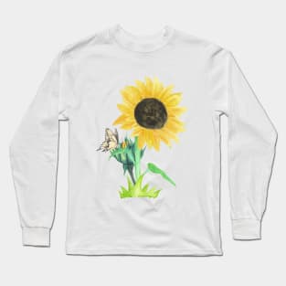 Sunflower and Butterfly Long Sleeve T-Shirt